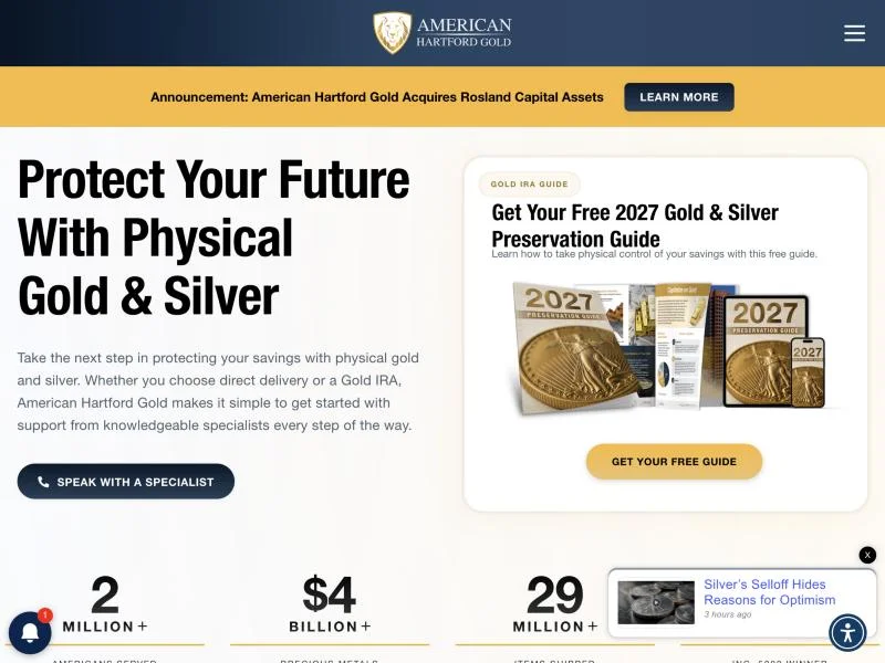 American Hartford Gold website