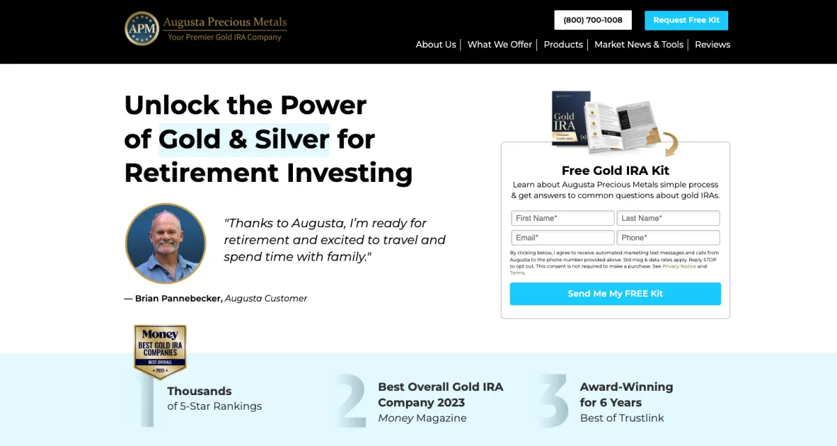 Augusta Precious Metals website homepage