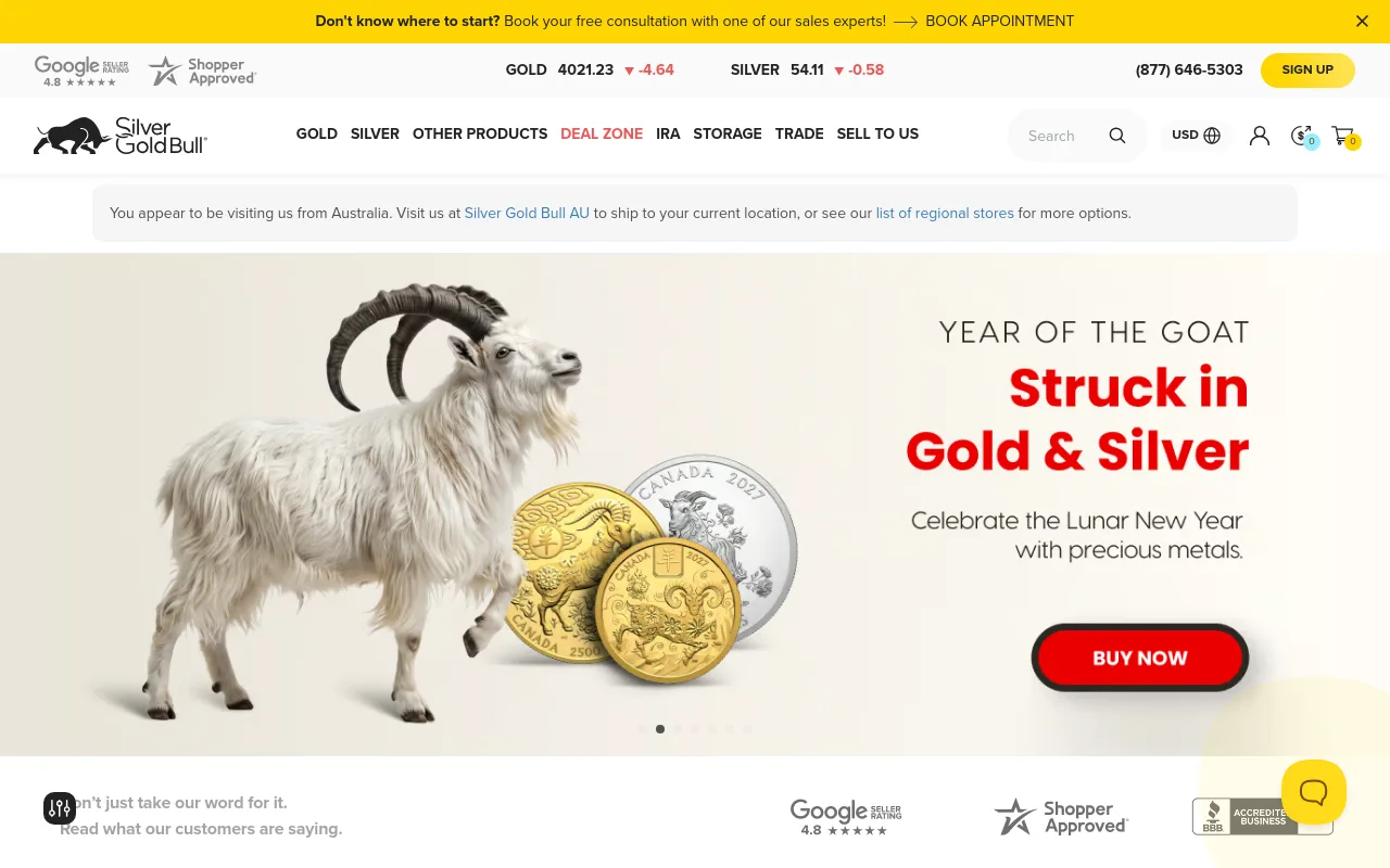 Silver Gold Bull website